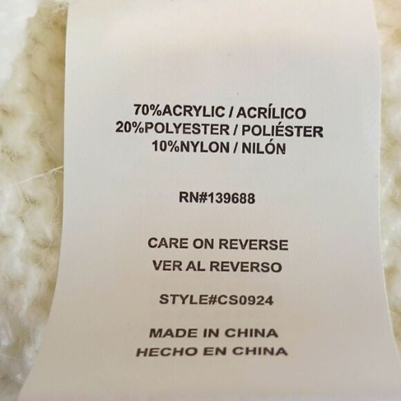 CoCo+Jaimeson Ivory Square neck long sleeve crop sweater size medium - Picture 7 of 8